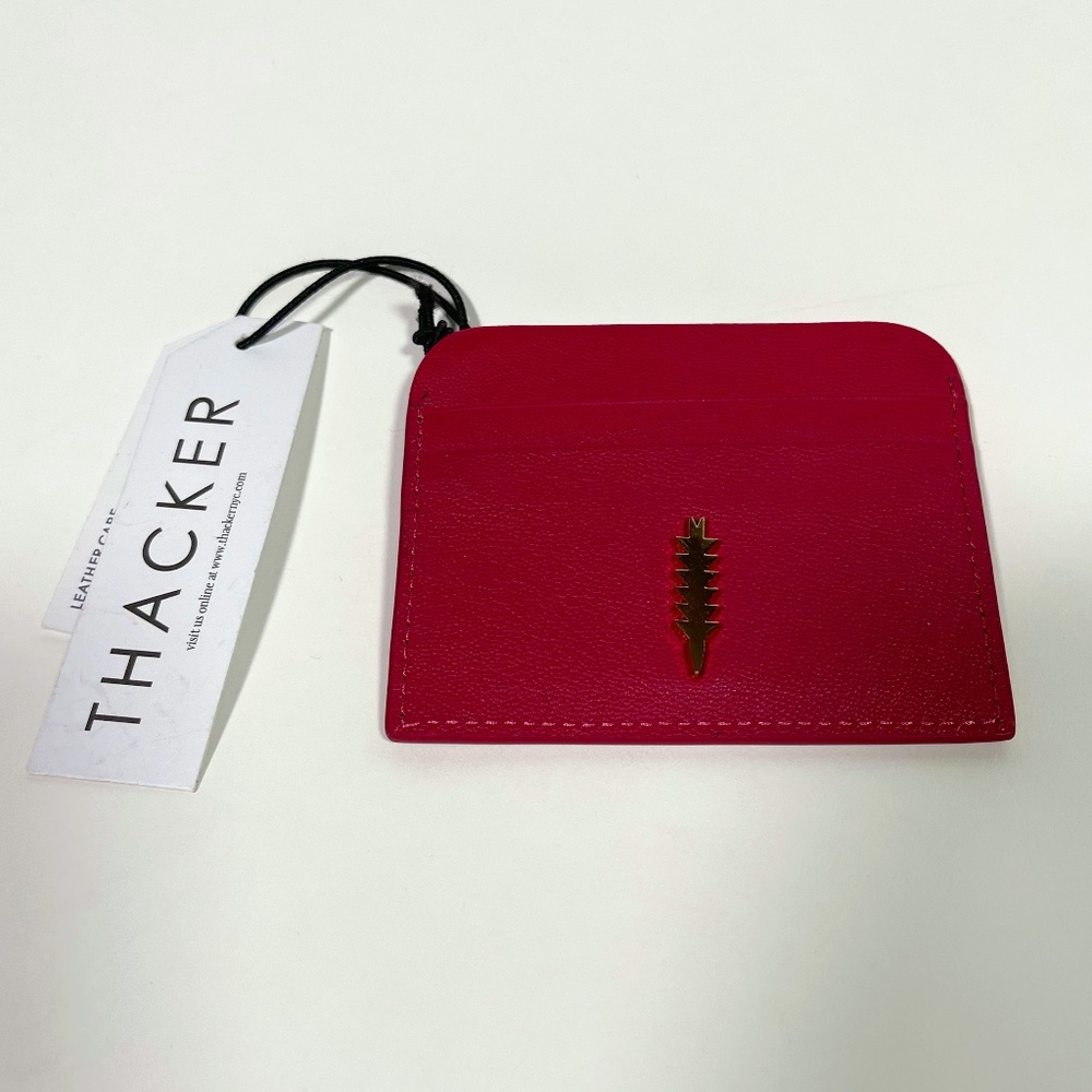 Thacker Pink Leather Kate Card Holder NWT